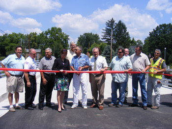 town monterey ceremony ribbon cutting dam bridge